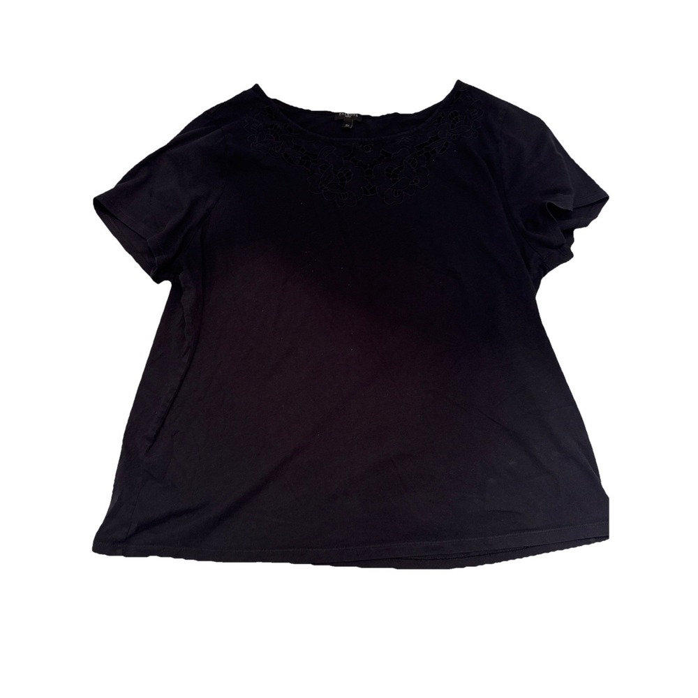 Talbots Top Shirt Women's 2XL‎ Black Short Sleeve Knit Rayon